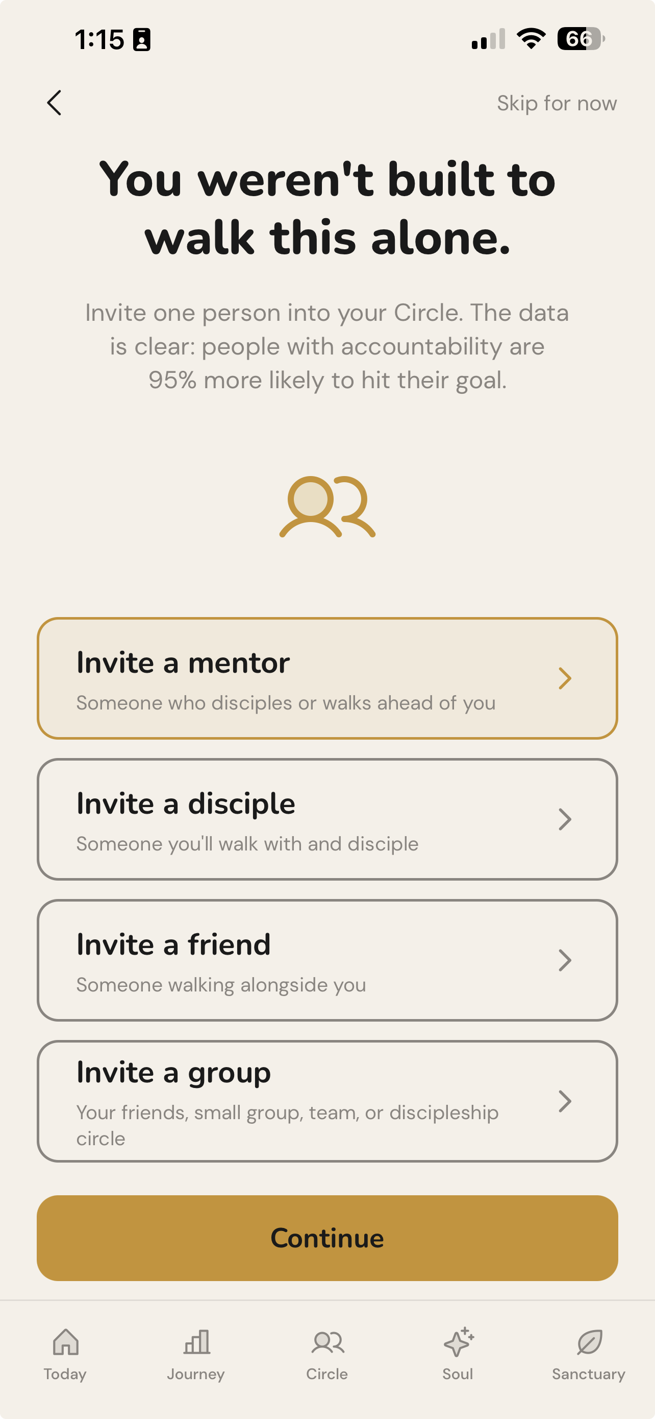 Circle screen: You weren't built to walk this alone